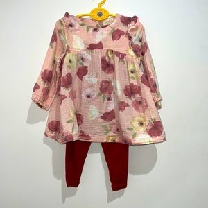Tullabee baby girl floral print top and leggings set 100% cotton